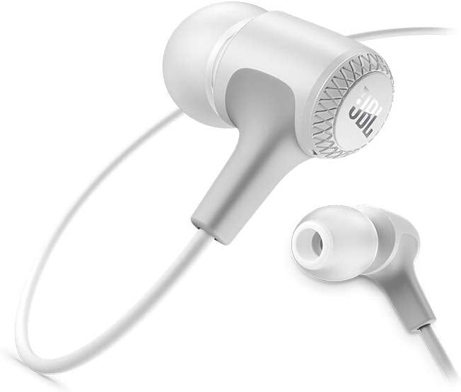 JBL E15 In-Ear Headphones with One-Button Remote and Mic (White) - Bass Electronics